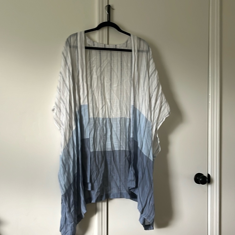 Blue Striped Kimono Cardigan - XXL